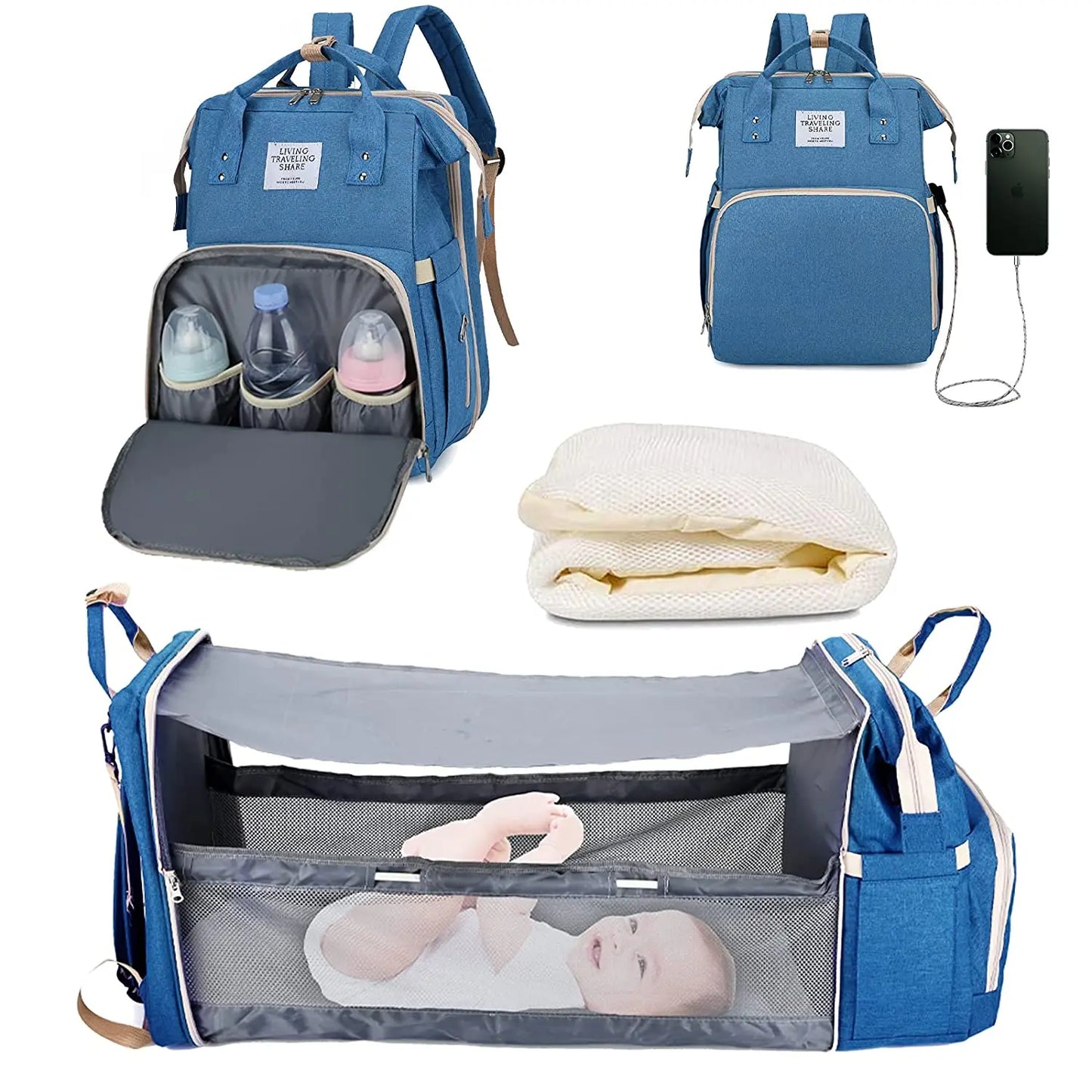 Sac à Langer Multifonctions – Lit intégré & Organisation Optimale