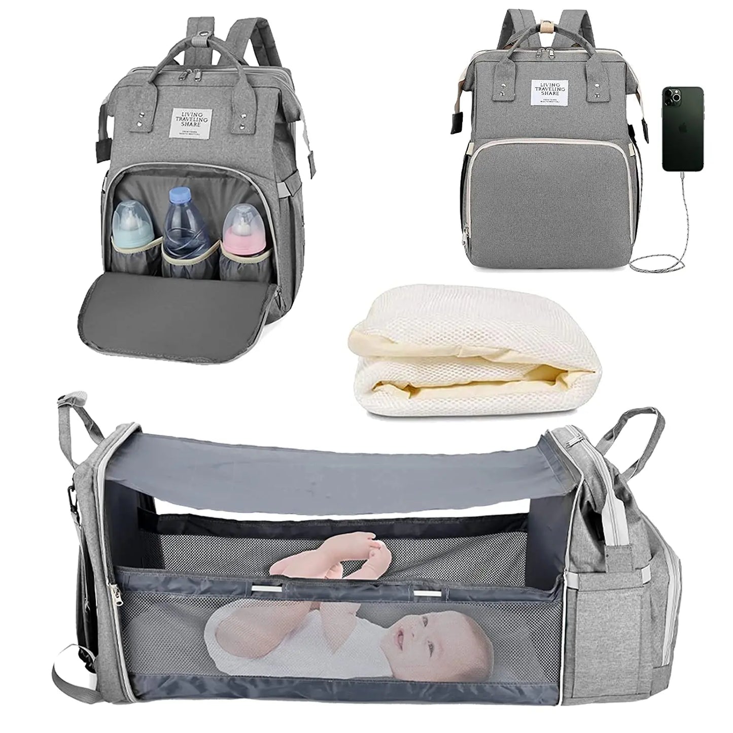 Sac à Langer Multifonctions – Lit intégré & Organisation Optimale