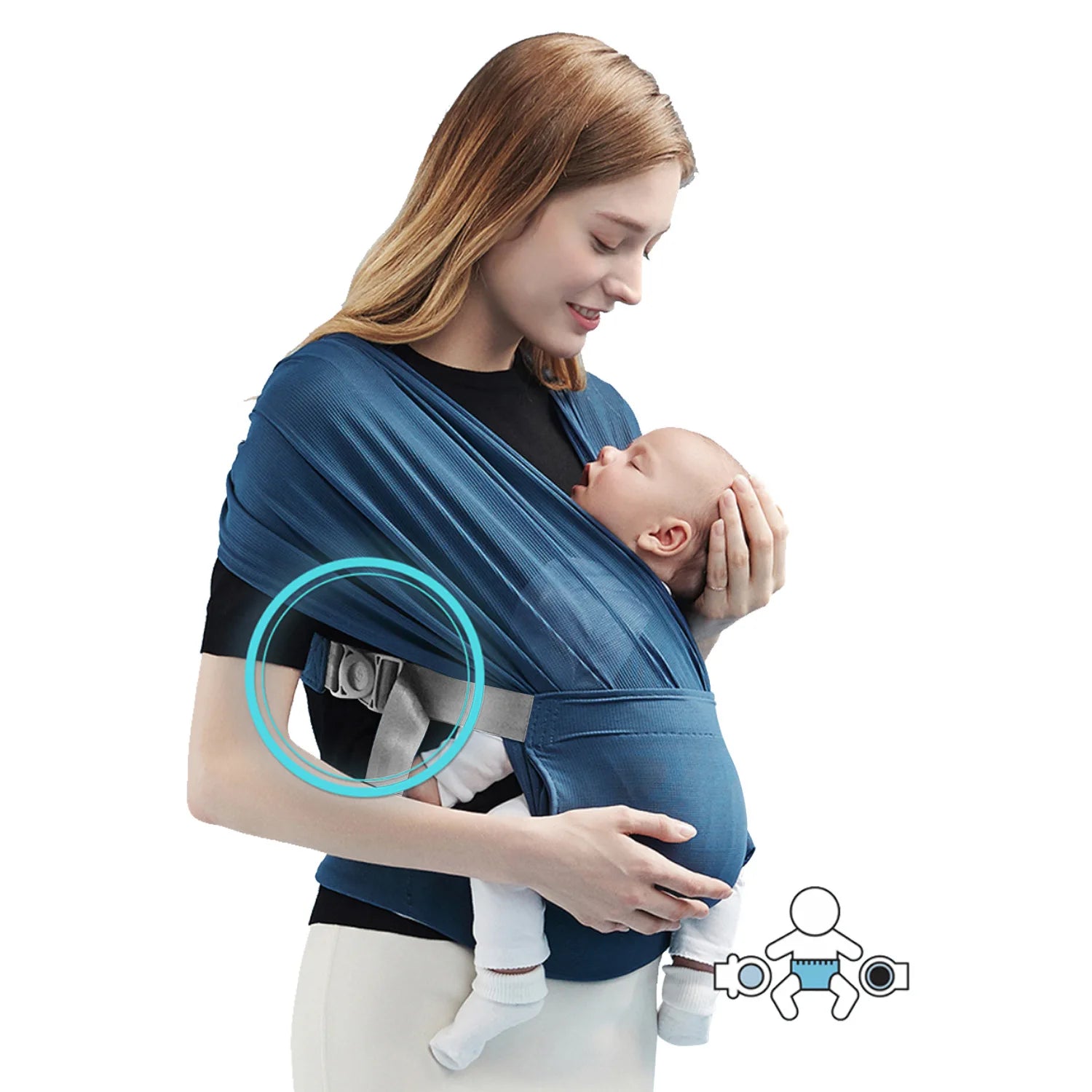 femme qui porte son bébé en écharpe 