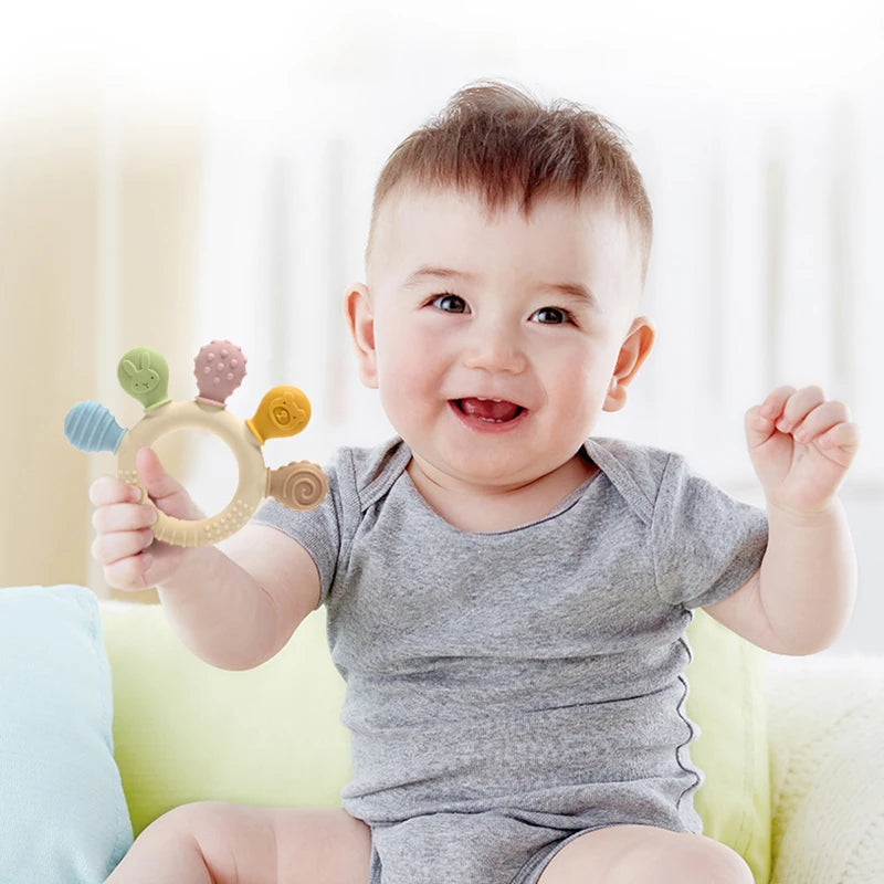Anneau de dentition souple pour bébé dès 3 mois - forme ergonomique