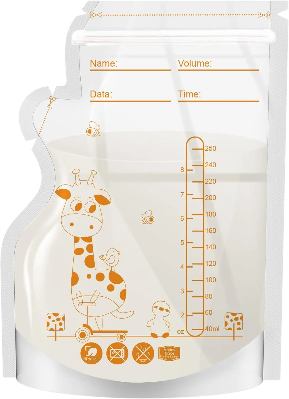 Sachets de Conservation du Lait Maternel 250ML - Pratiques, Sûrs et Sans Latex