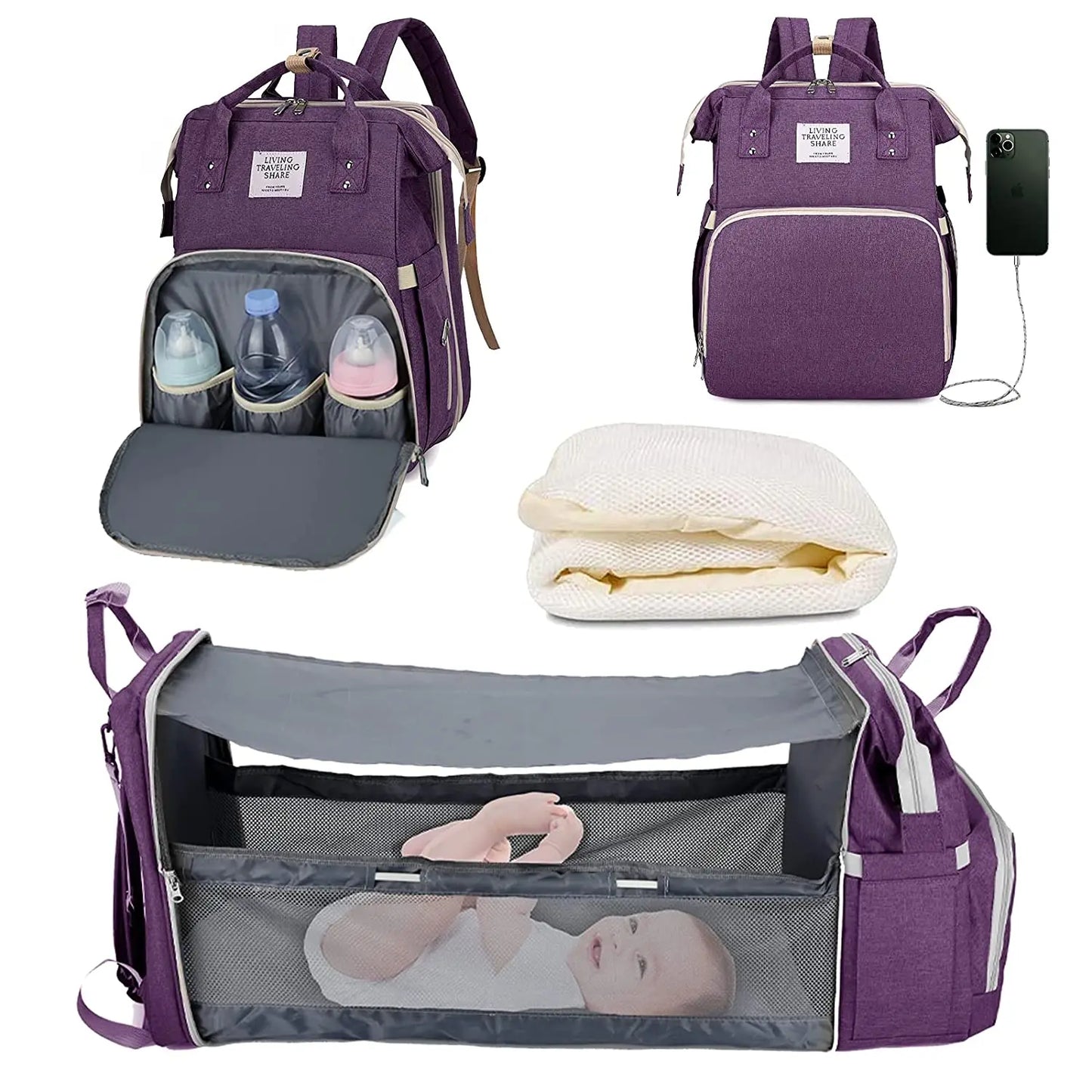 Sac à Langer Multifonctions – Lit intégré & Organisation Optimale