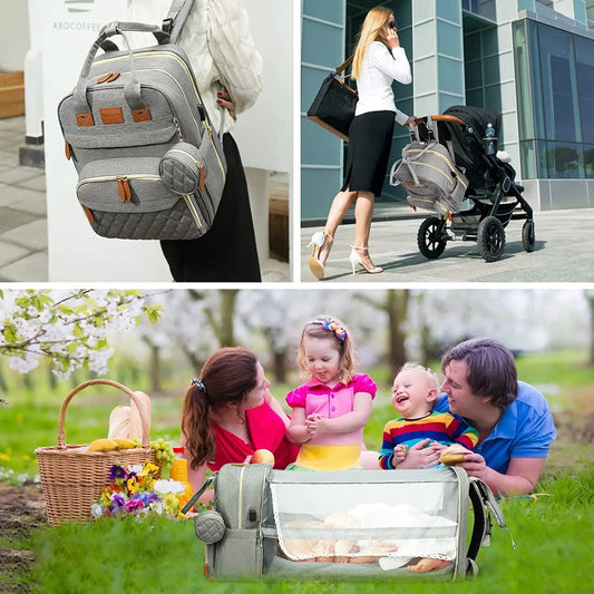 Sac à Langer Multifonctions – Lit intégré & Organisation Optimale