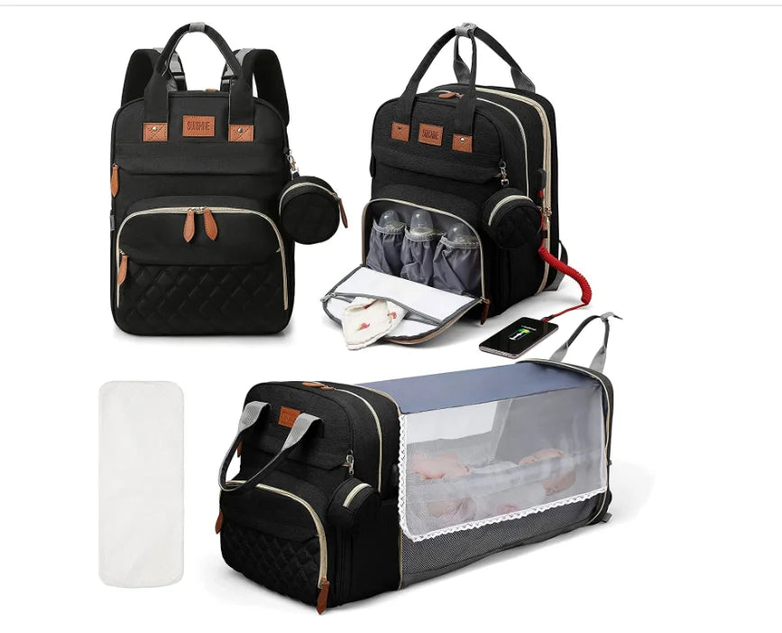 Sac à Langer Multifonctions – Lit intégré & Organisation Optimale