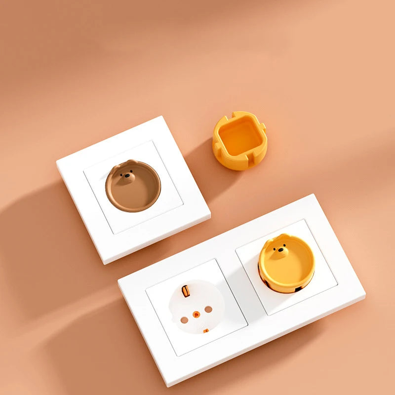 Lot de 5 caches-prises bébé en silicone motif ourson