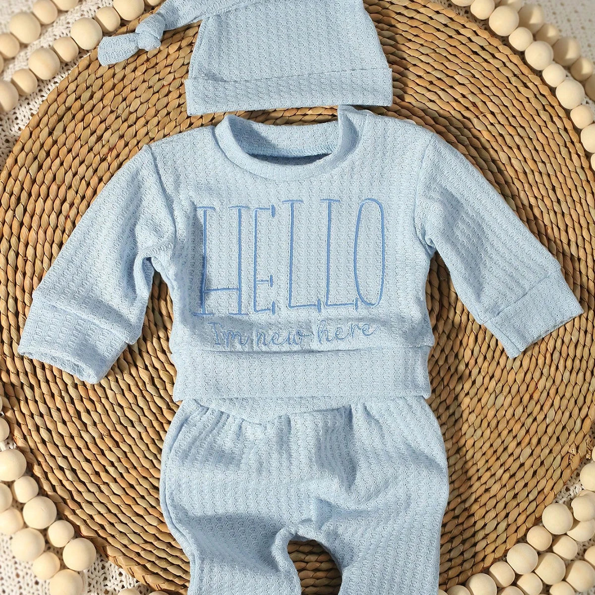 Tenue Naissance "Hello" + Bonnet Nœud